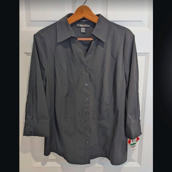 Style & Co. Tops - NWT Womens Black Stretch Dress Shirt Sz Lrg